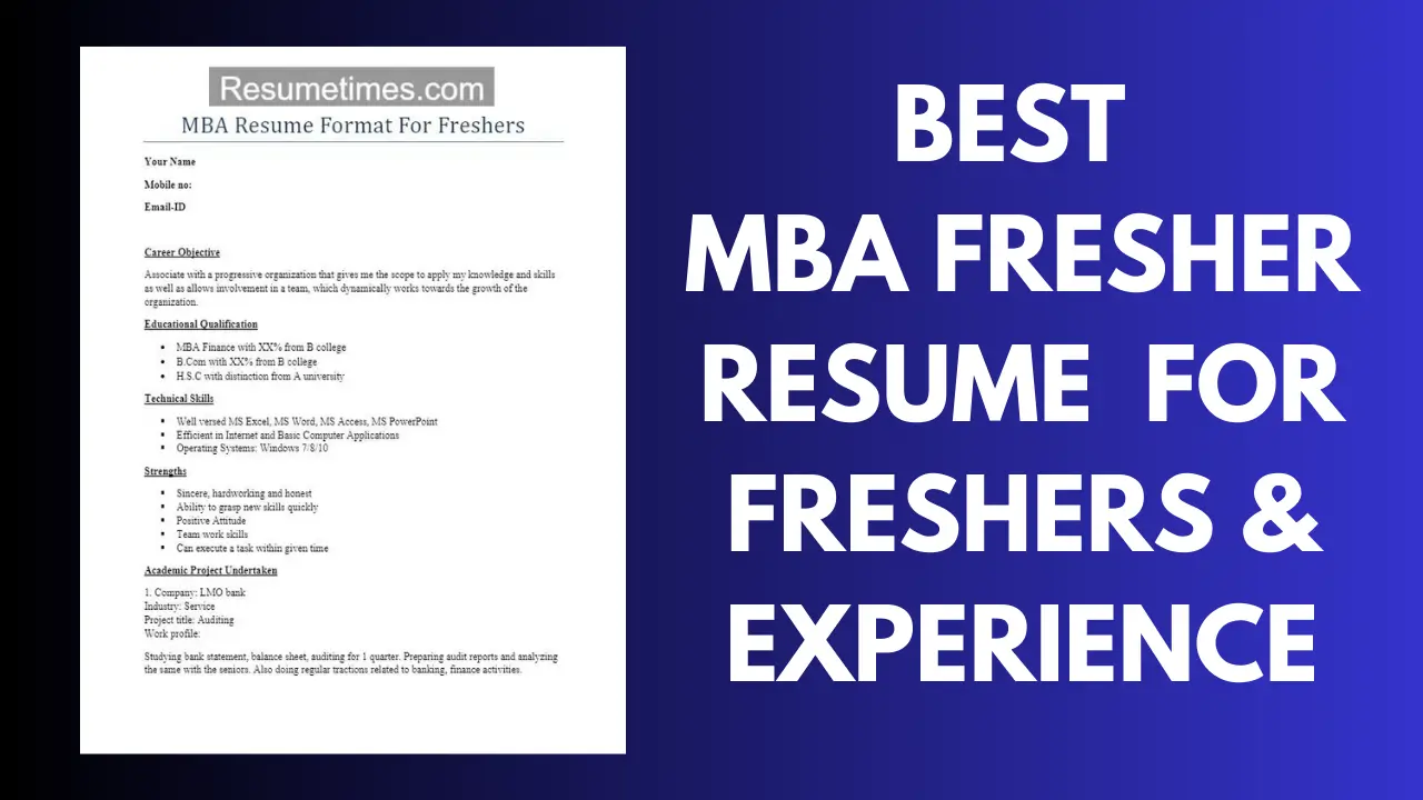 MBA Fresher Resume Format