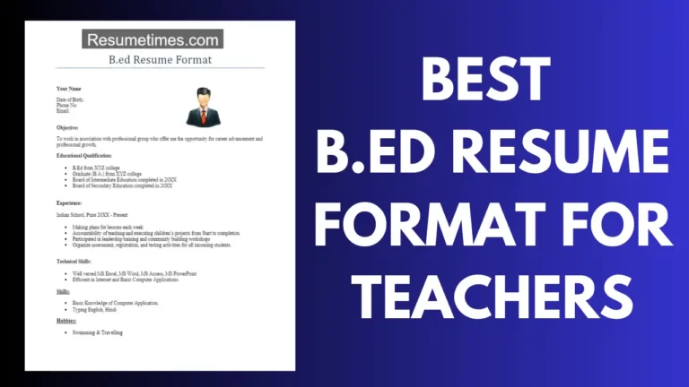 B.Ed Resume Format