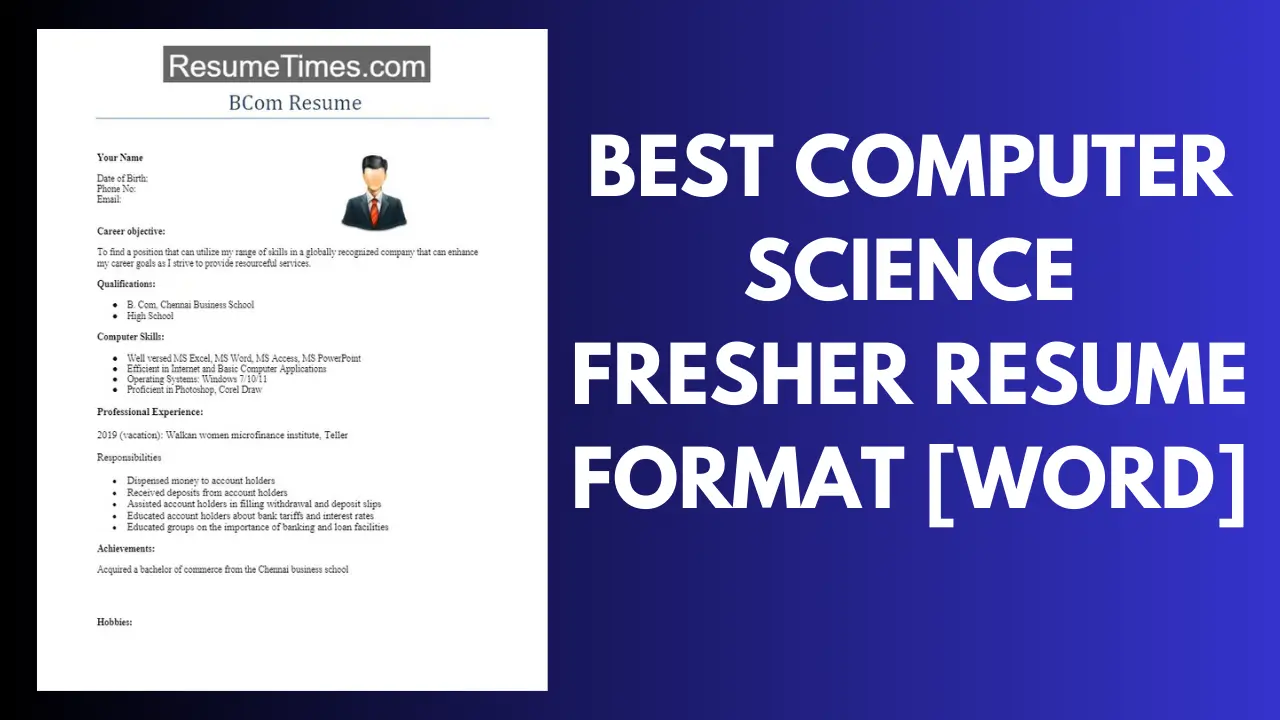 Computer Science Fresher Resume Format