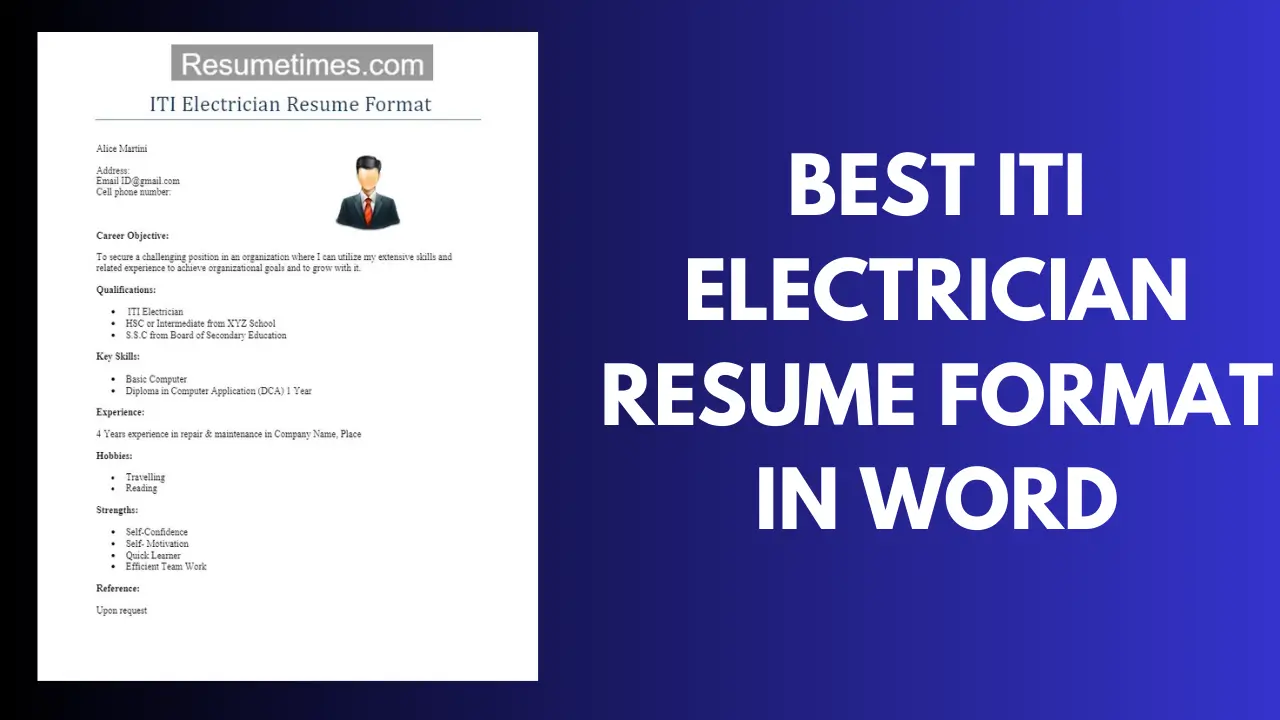 Best ITI Electrician Resume Format In Word