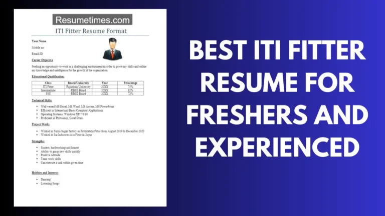 ITI Fitter Resume For Freshers And Experienced