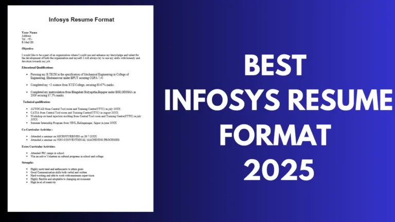 Best Infosys Resume Format 2025