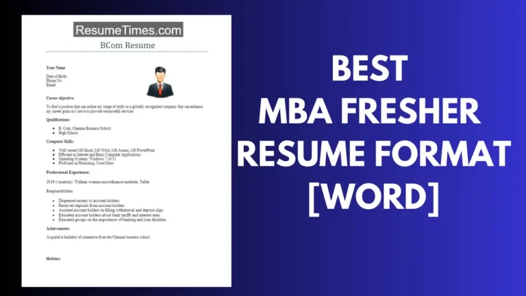 MBA Fresher Resume Format