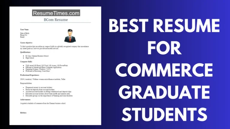 Resume For Commerce Graduate Students