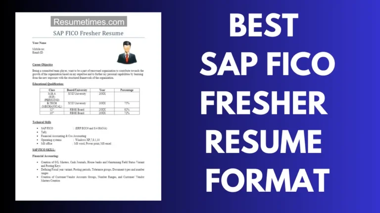 SAP FICO Fresher Resume Format