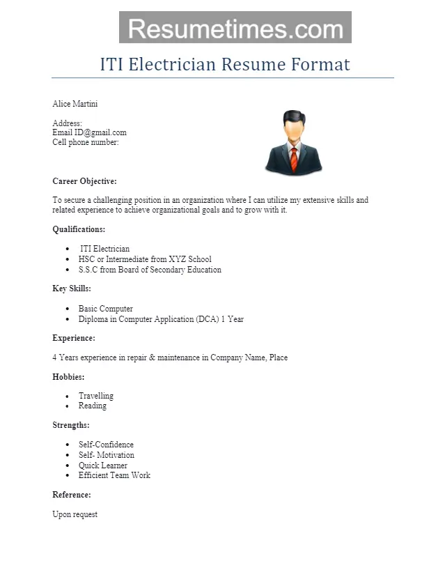 ITI Electrician Resume Format