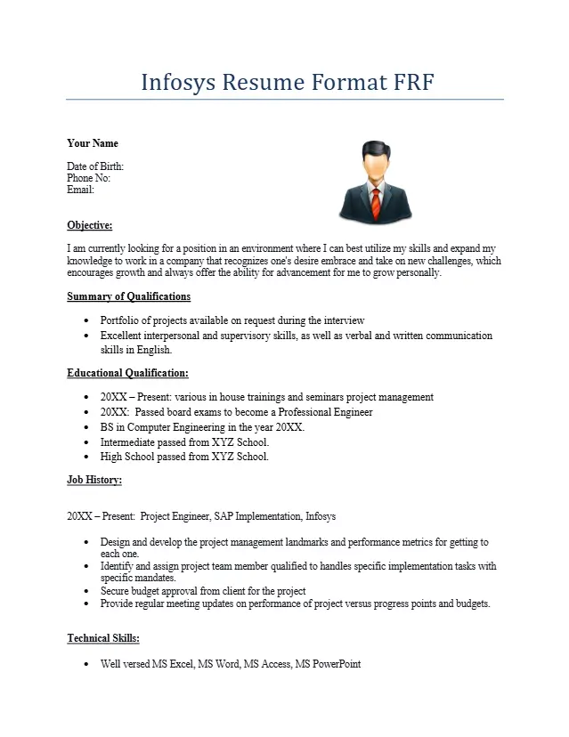 Infosys Resume Format