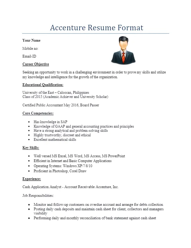 Accenture Resume Format