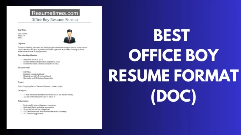 Office Boy Resume Format