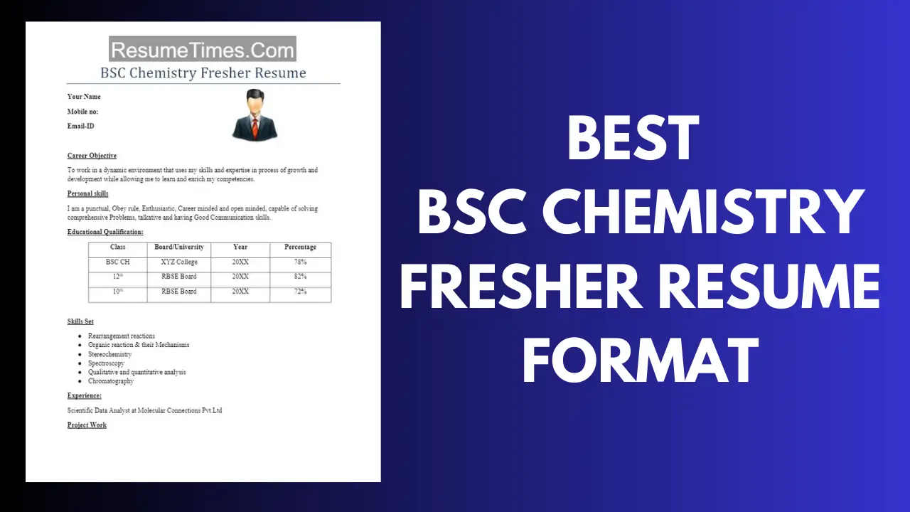 BSc Chemistry Fresher Resume Format