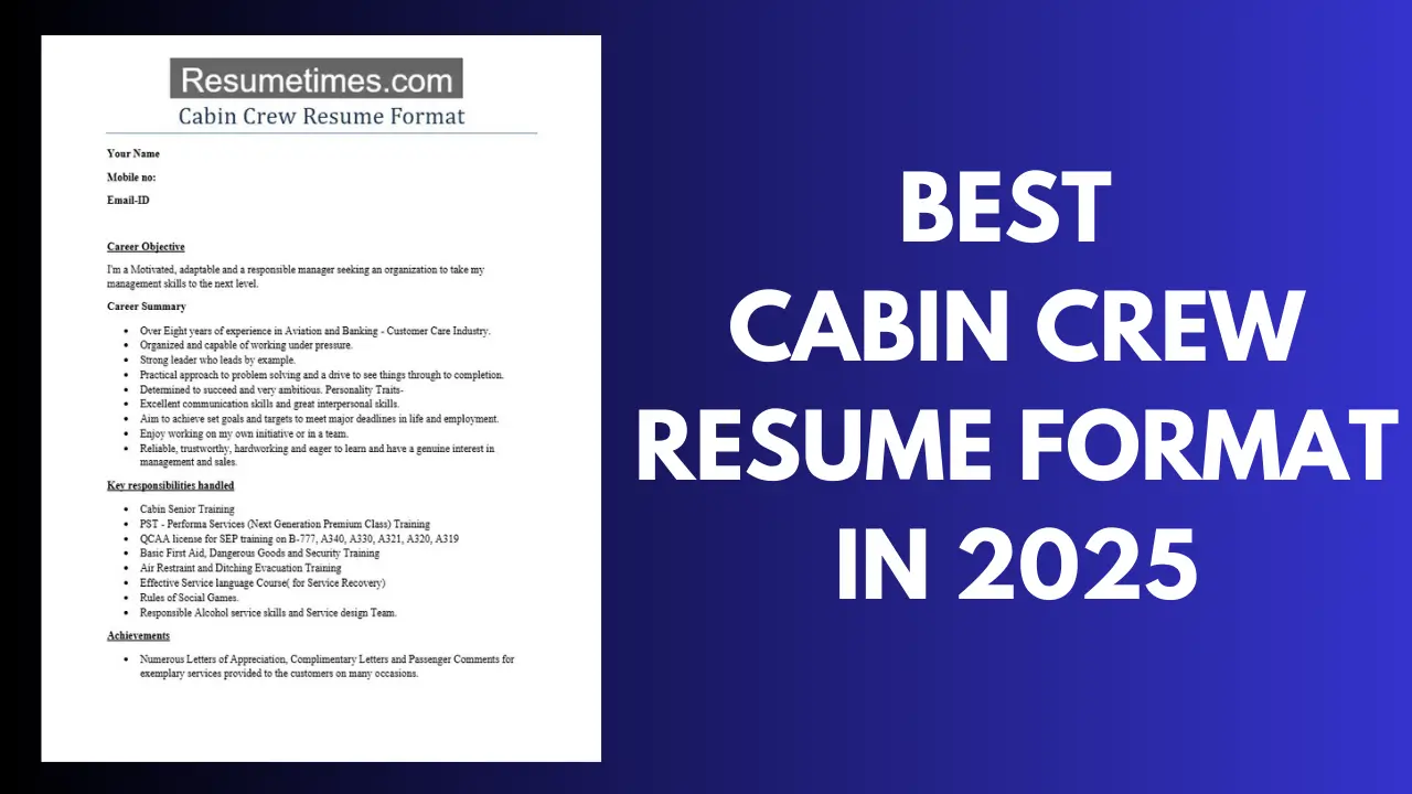 Best Cabin Crew Resume Format in 2025