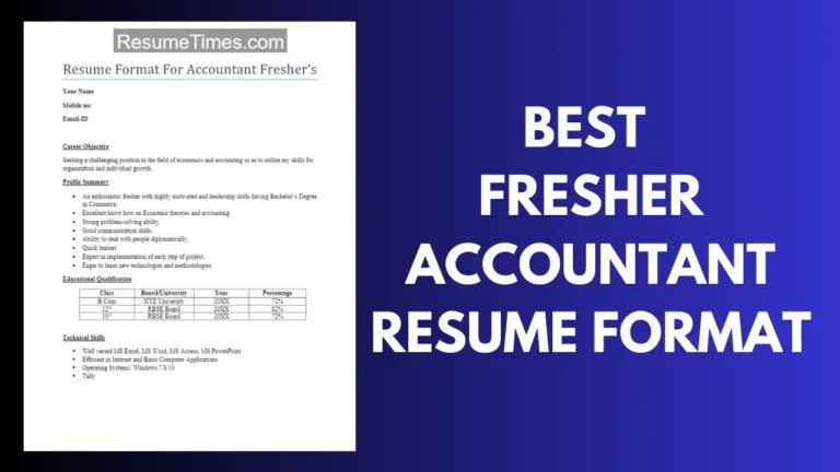 Fresher Accountant Resume Format