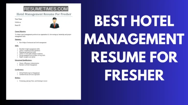 Hotel Management Resume For Fresher