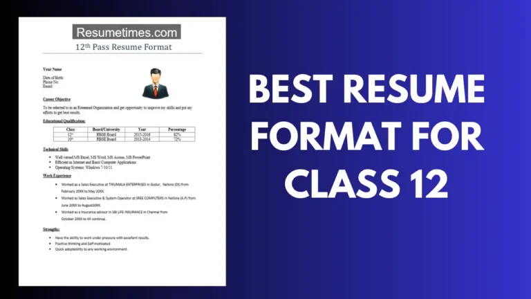 Best Resume Format For Class 12