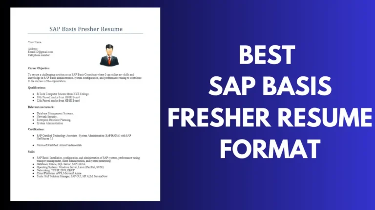 SAP Basis Fresher Resume Format