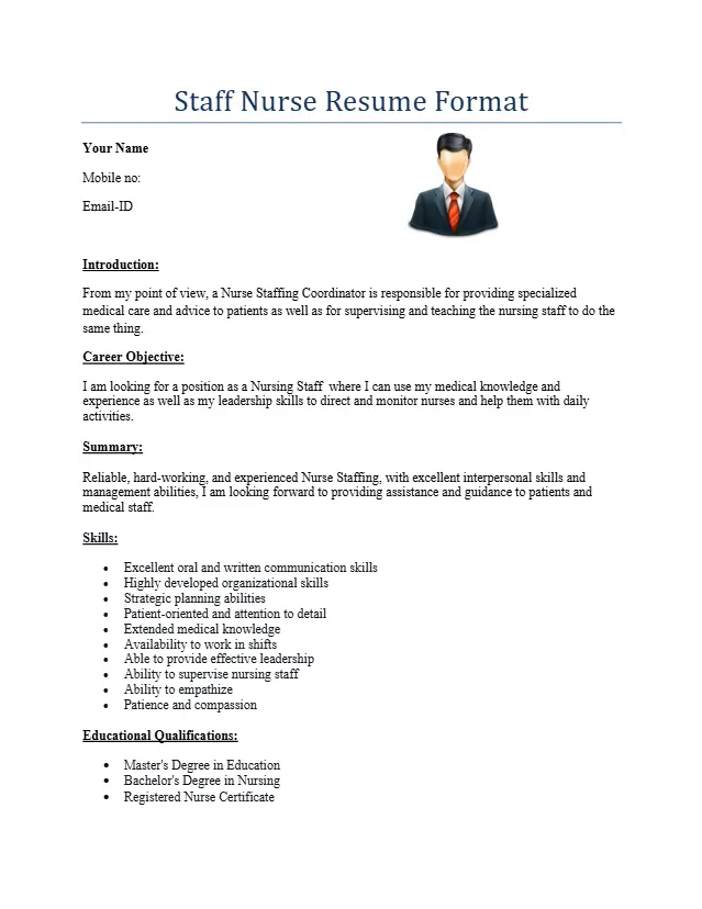 Staff Nurse Resume