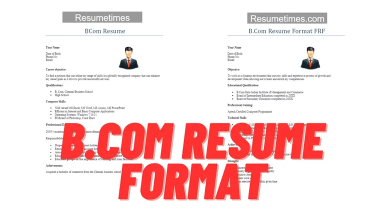 Bcom resume format