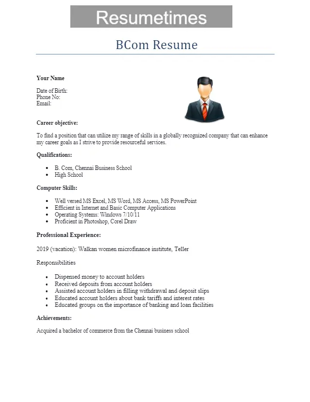 Best Resume For Fresher Students Resume Times