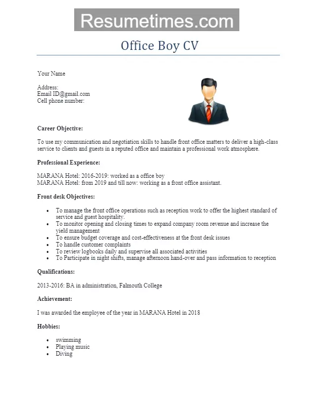 Office Boy Resume