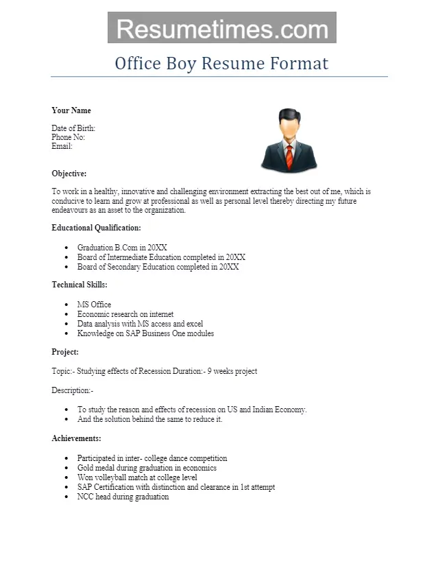 Office Boy CV Sample