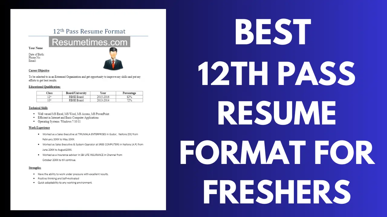 12th pass resume format