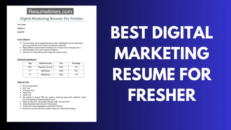 Best Digital Marketing Resume for Fresher