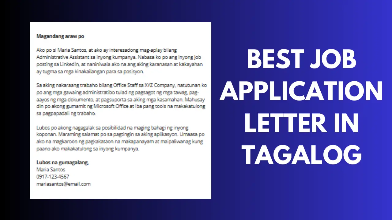 Best Job Application Letter in Tagalog