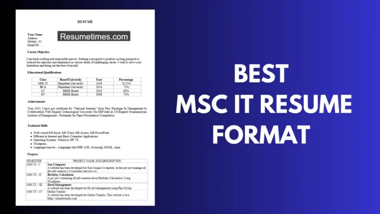 Best MSC IT Resume Format 2025