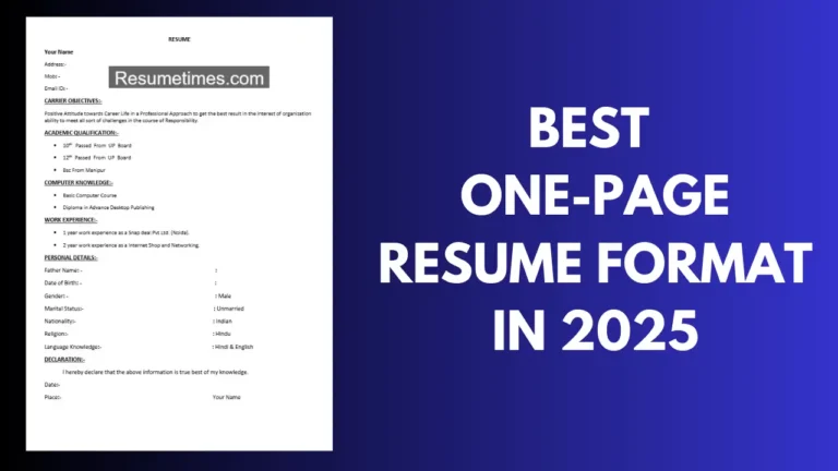 Best One-Page Resume Format in 2025