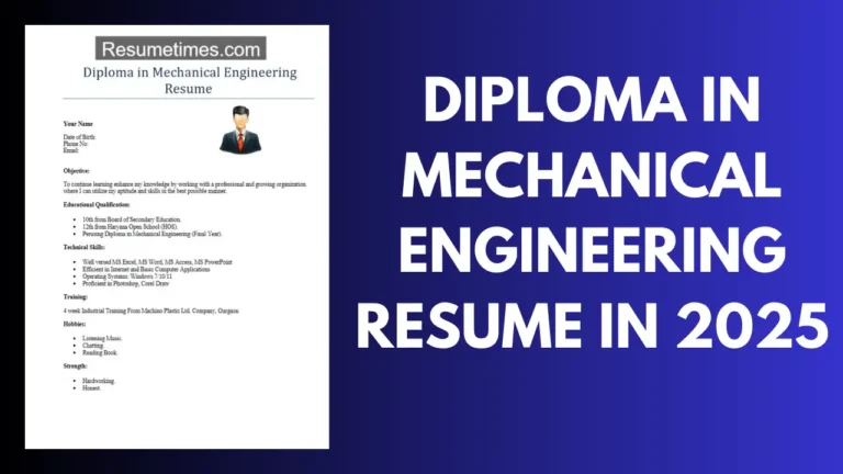 Diploma in Mechanical Engineering Resume in 2025